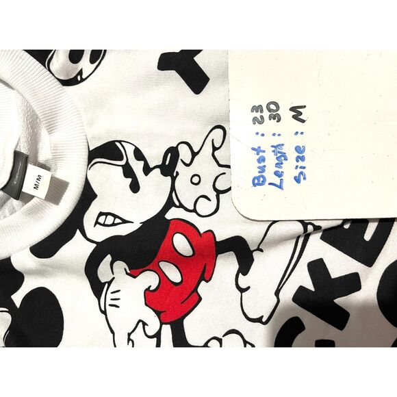 Disney Mickey Mouse sweatshirt all over print athleisure black white women M - Picture 3 of 7